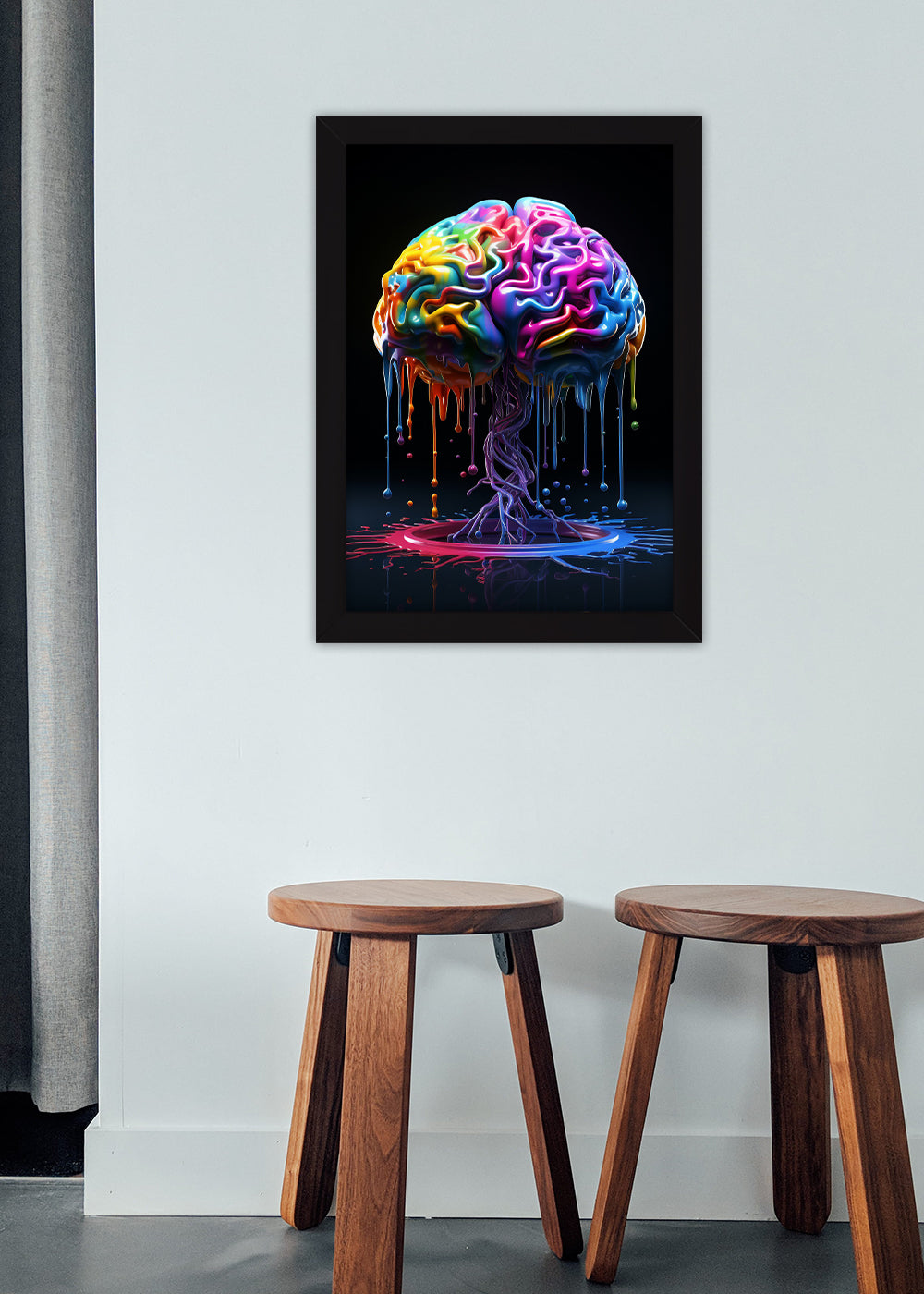 Quadro Decorativo arte do cérebro humano - Com vidro