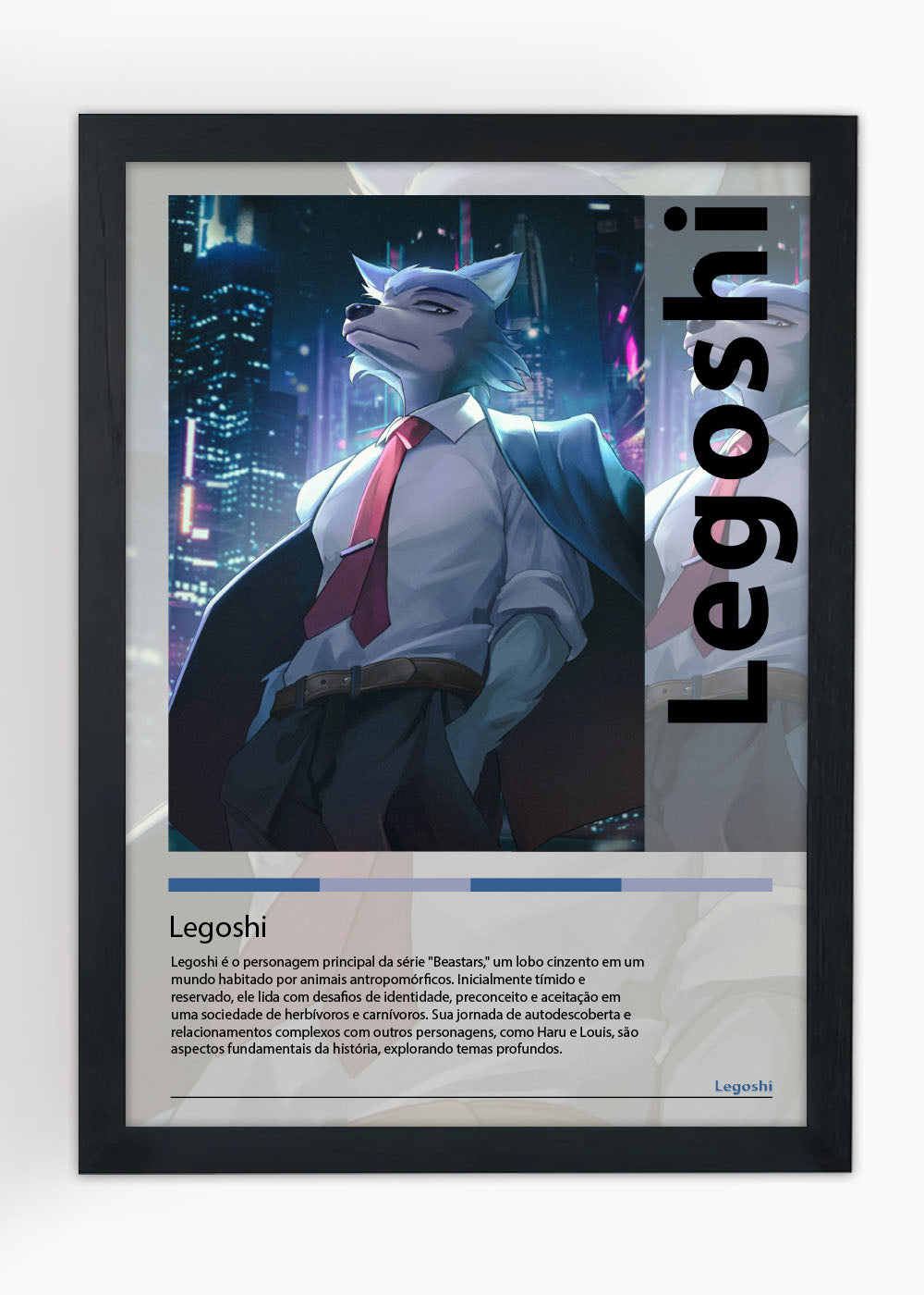 Quadro Decorativo Legoshi - Beastars O Lobo Bom - Com vidro