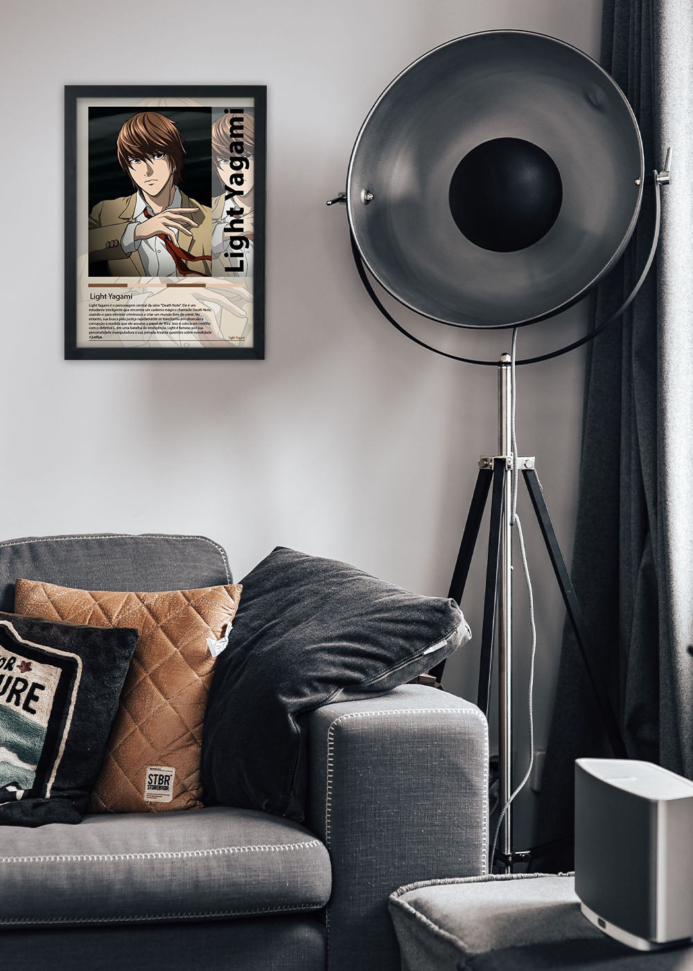 Quadro Decorativo Light Yagami - Death Note - Com vidro