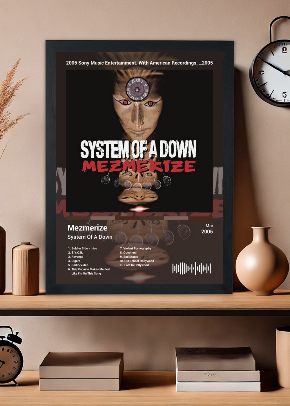 Quadro System Of A Down Mezmerize (Colored) Com Vidro