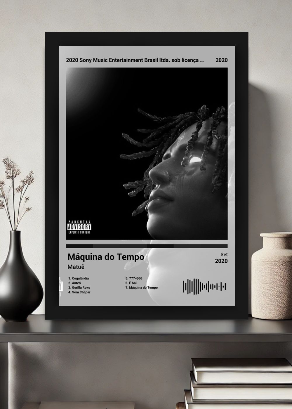 Quadro Matuê Máquina do Tempo (Black&white) Com Vidro