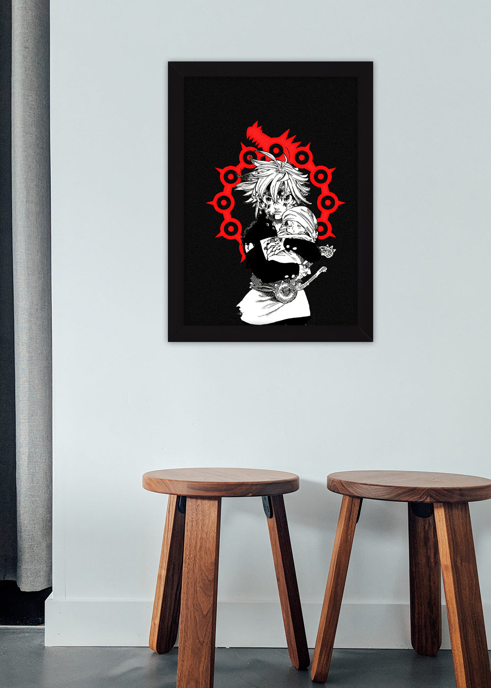 Quadro Meliodas com elizabeth em seus braços - Com vidro