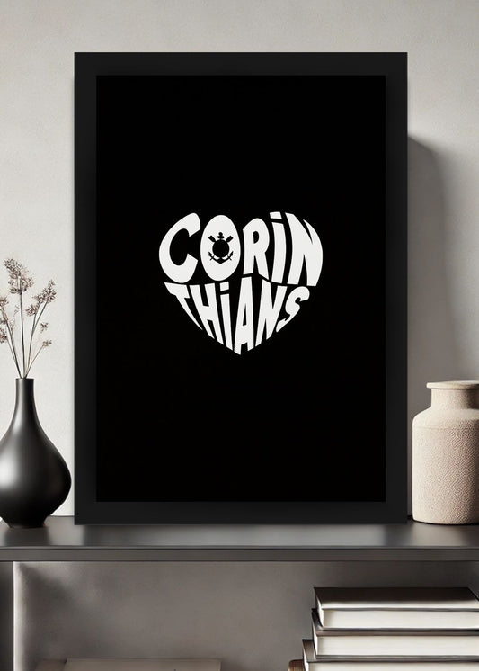 Quadro Com Vidro Corinthians do meu Coração com Moldura