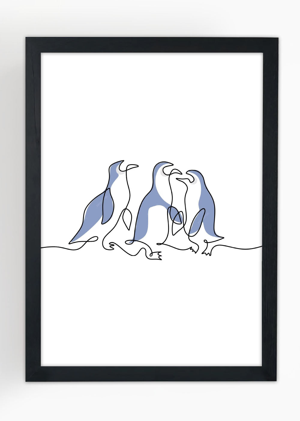 Quadro Decorativo Pinguins Abstrato - Com vidro