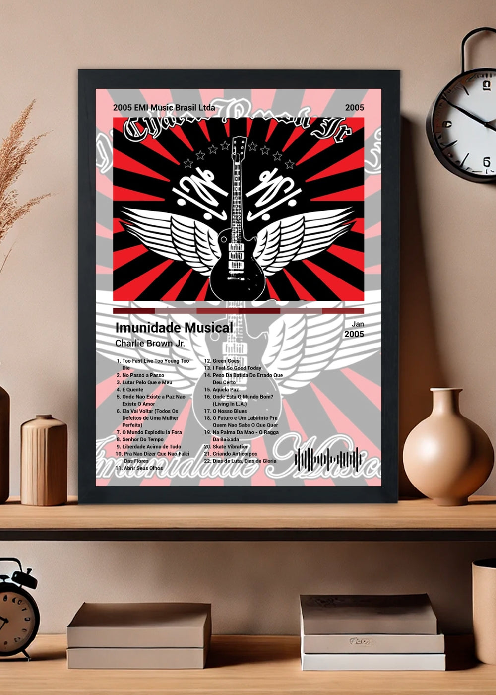 Quadro Charlie Brown Jr. Imunidade Musical (Light) Com Vidro