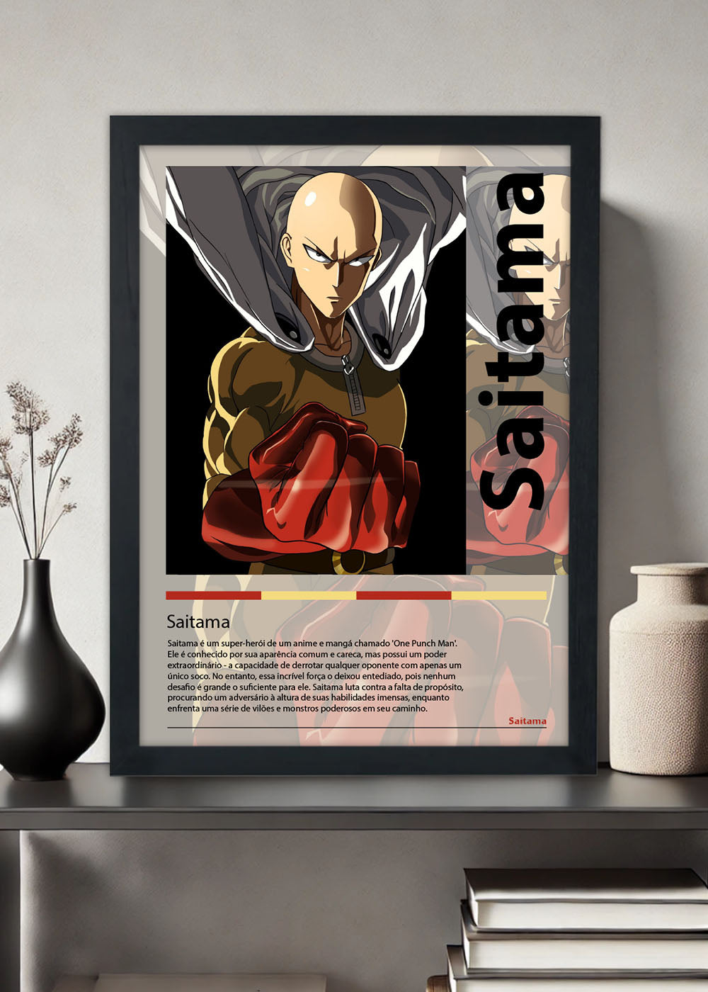 Quadro Decorativo Saitama - One-Punch Man - Com vidro