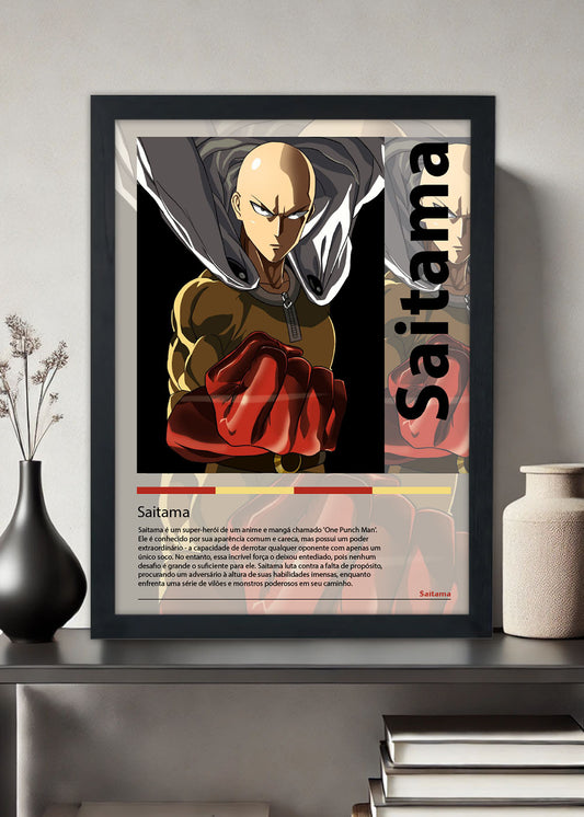 Quadro Decorativo Saitama - One-Punch Man - Com vidro