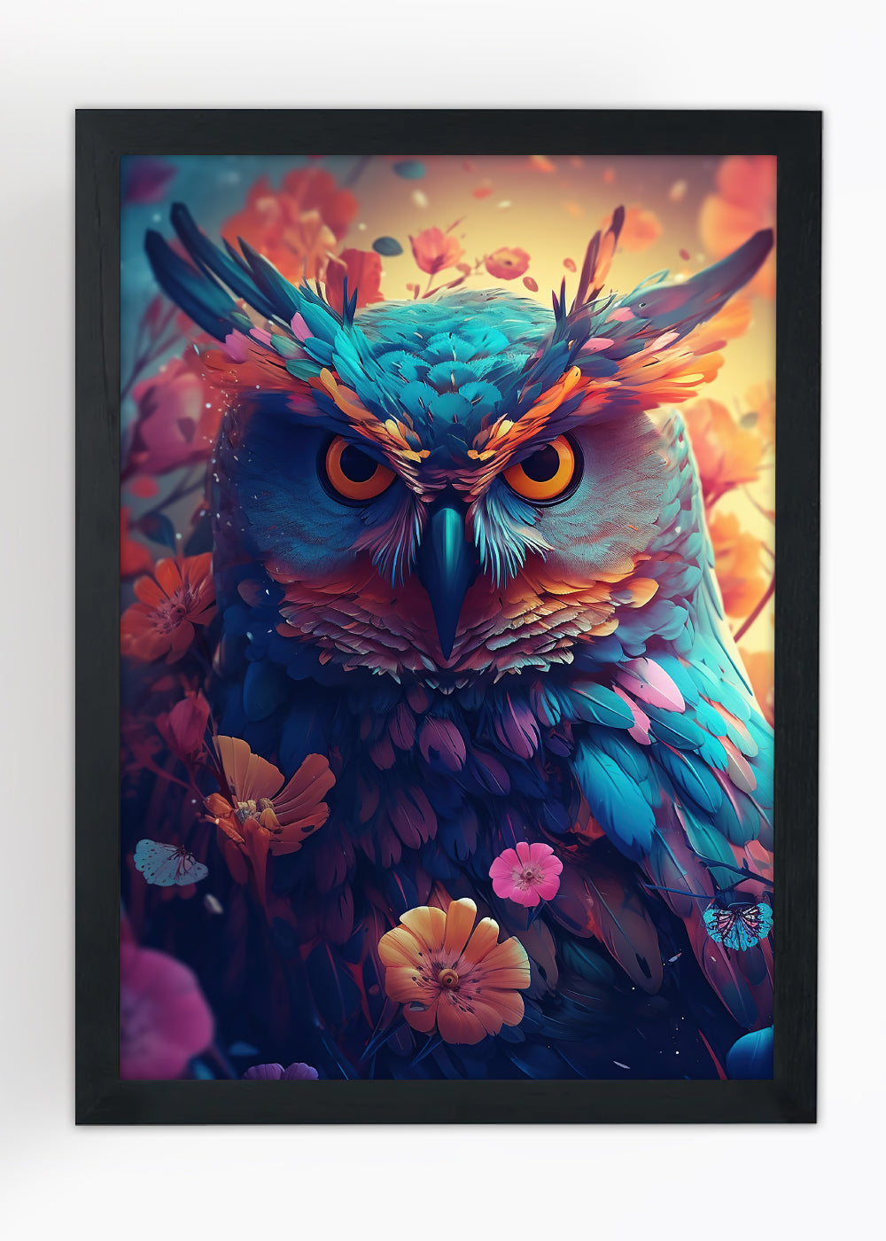 Quadro Decorativo Coruja noturna abstrata - Com vidro