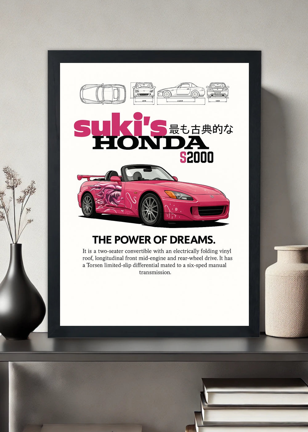 Quadro decorativo Suki Honda S2000 – Com vidro