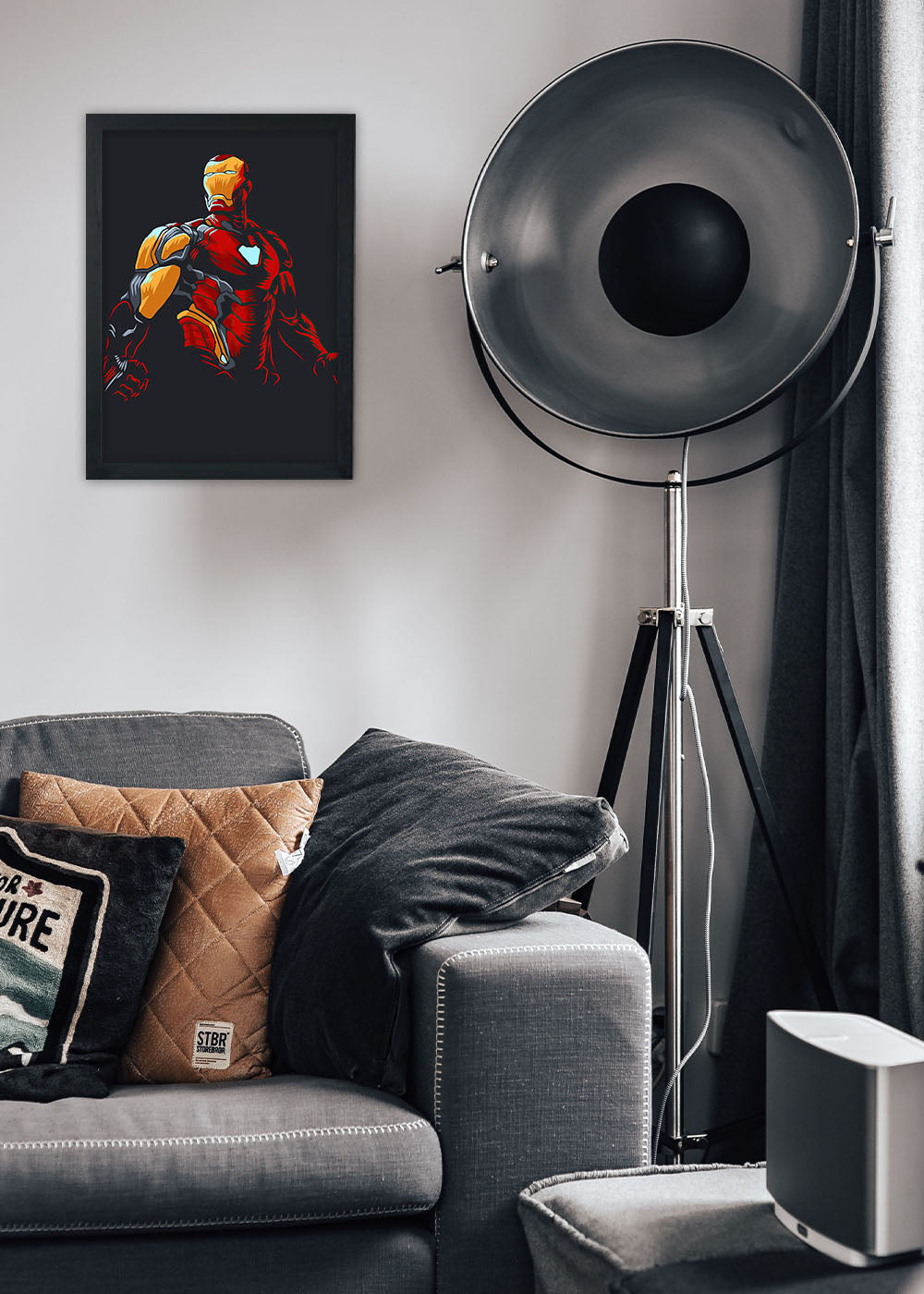 Quadro Heroi Marvel Homem de Ferro com armadura - Com vidro
