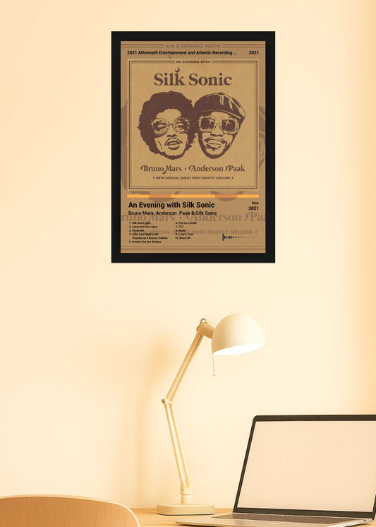 Quadro Bruno Mars An Evening with Sil... (Colored) Com Vidro