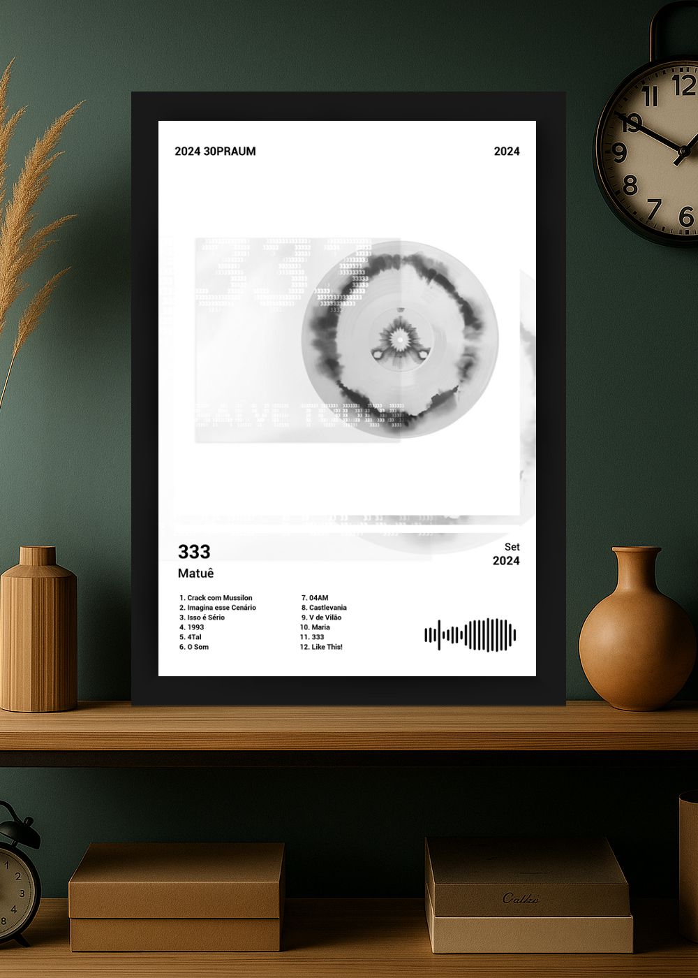 Quadro Decorativo Matuê 333 (Black&white) Com Vidro