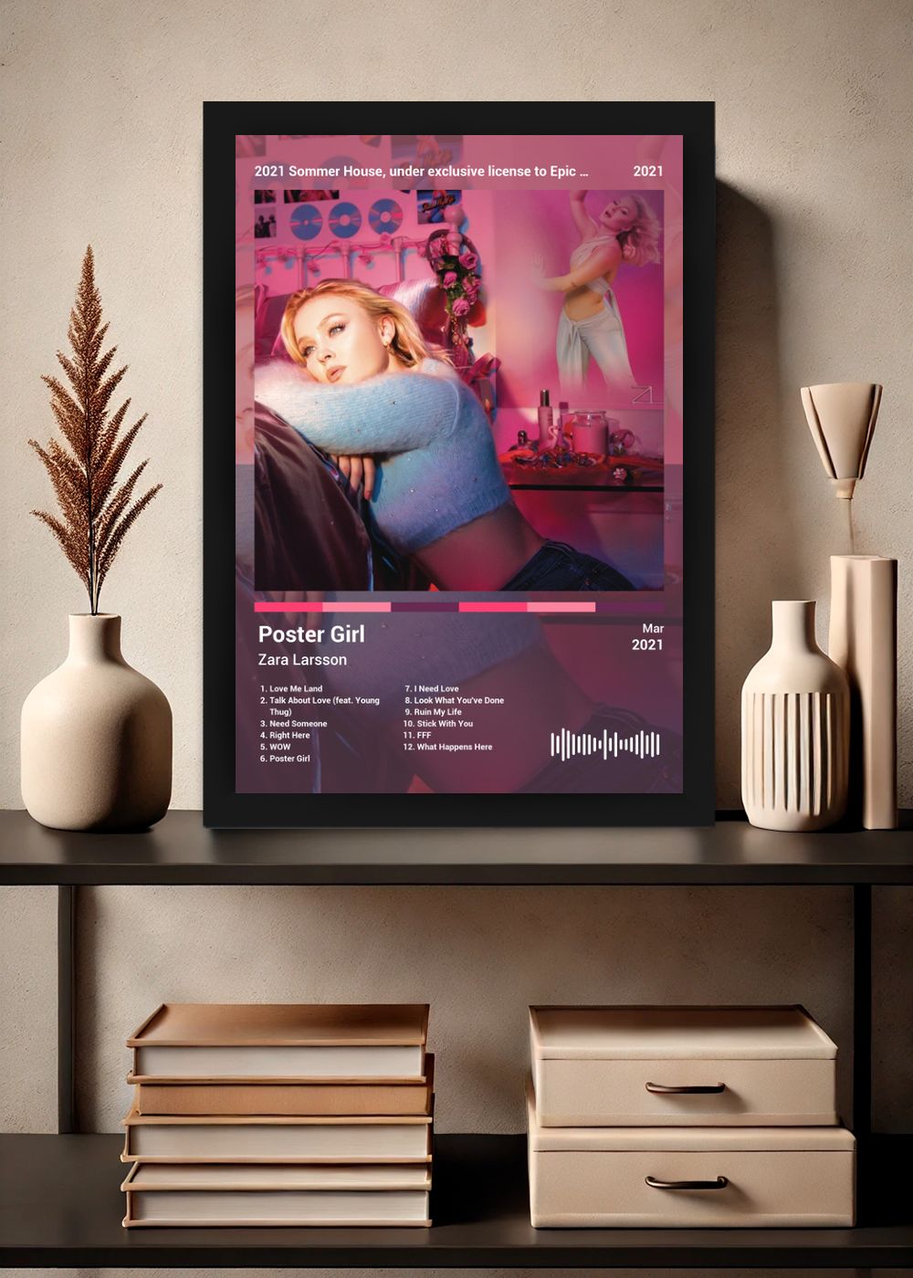 Quadro Zara Larsson Poster Girl (Colored) Com Vidro