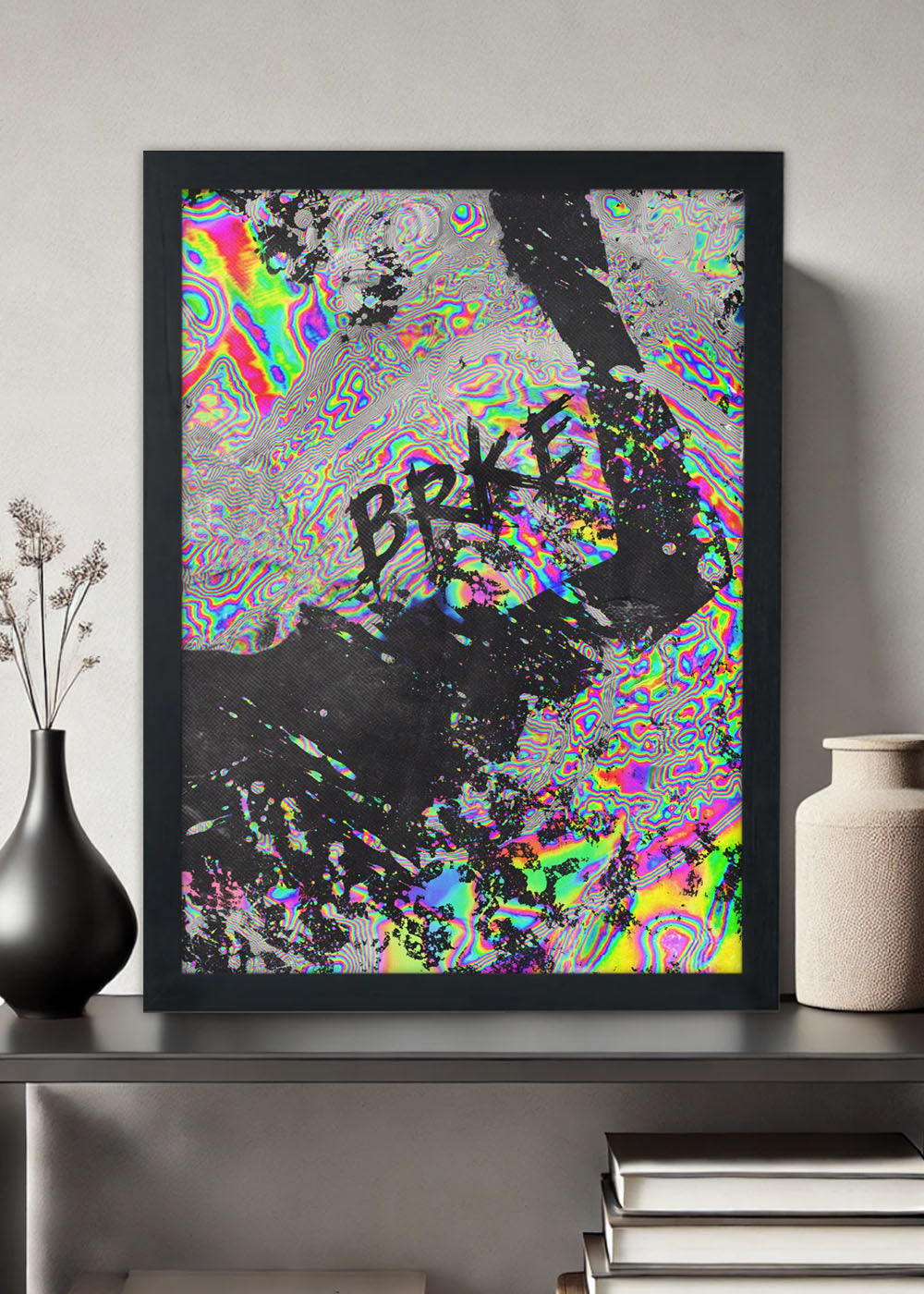 Quadro Decorativo Arte BRKE grafite Abstrata - Com vidro