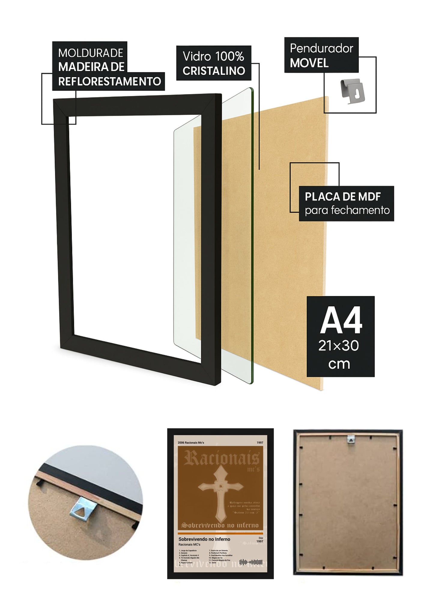 Quadro Racionais MC's Sobrevivendo no I... (Sepia) Com Vidro