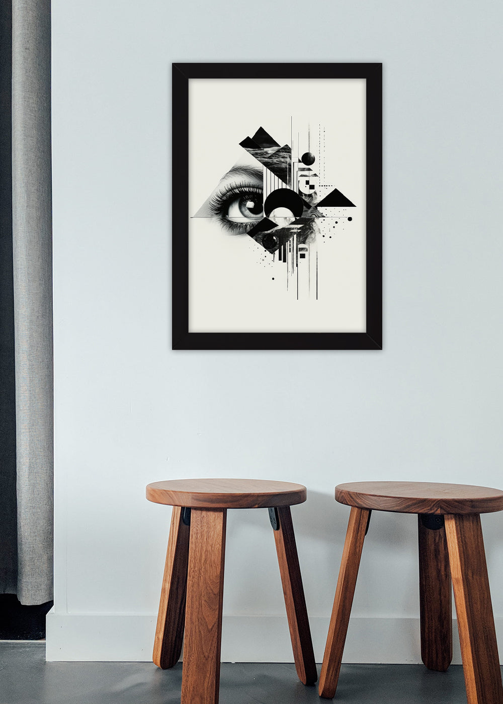 Quadro Decorativo Arte abstrata de piramides - Com vidro