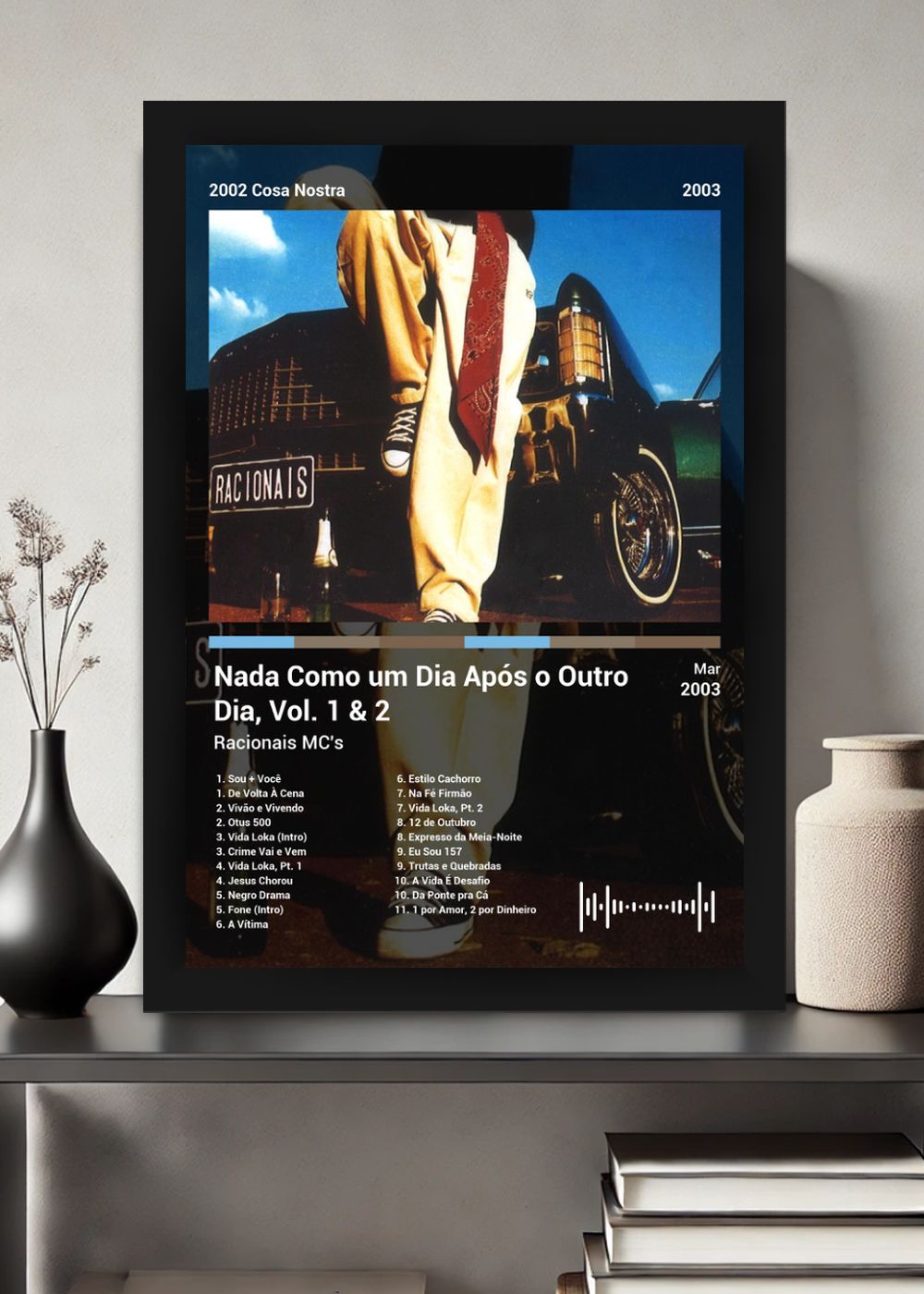 Quadro Racionais MC's Nada Como um Dia A... (Dark) Com Vidro