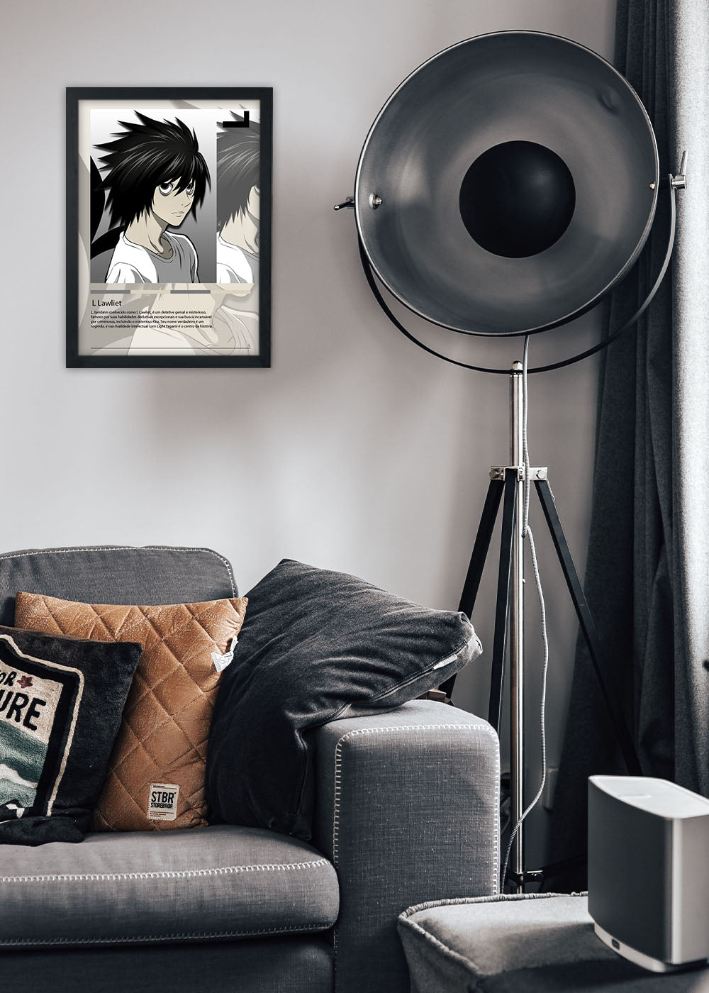 Quadro Decorativo L Lawliet - Death Note - Com vidro