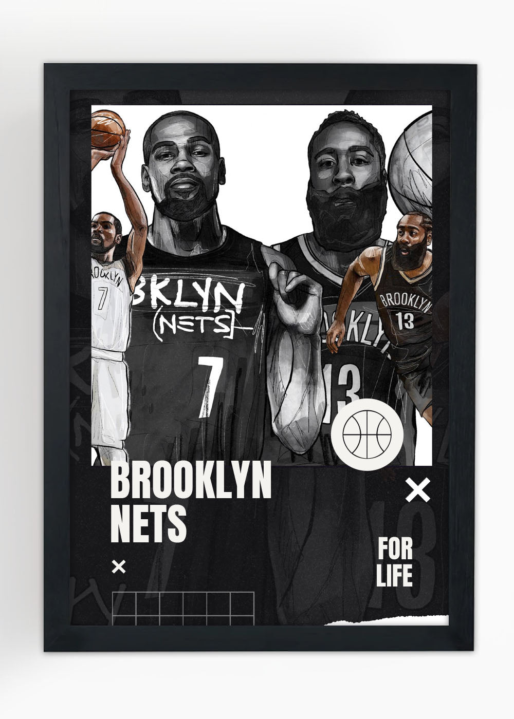 Quadro Decorativo Brooklyn Nets - Com vidro