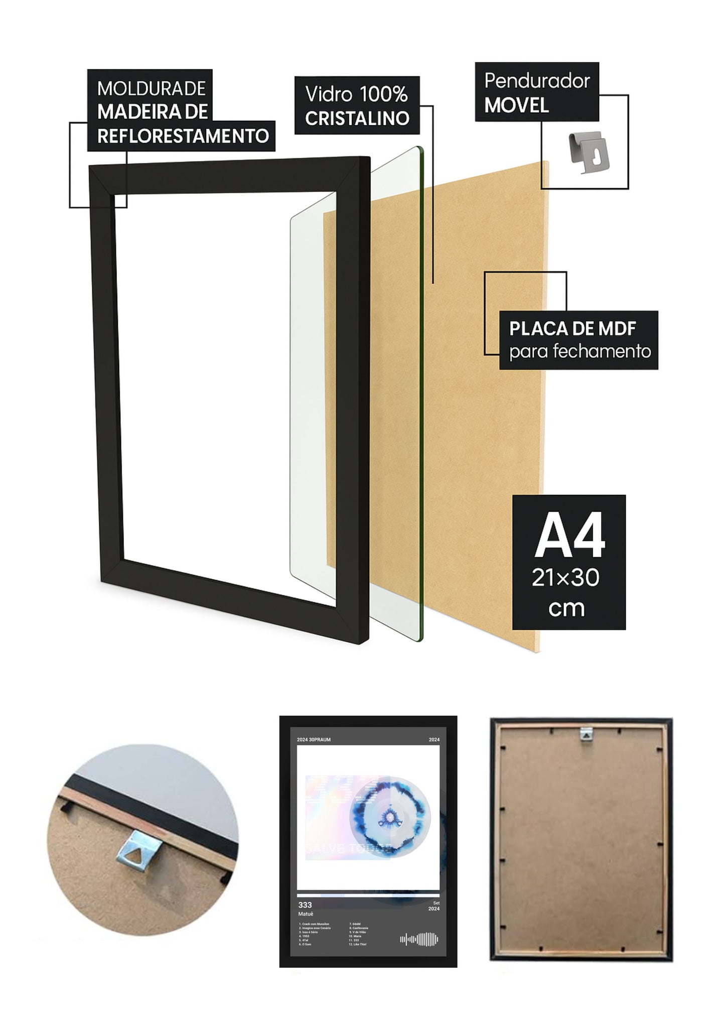 Quadro Decorativo Matuê 333 (Dark) Com Vidro