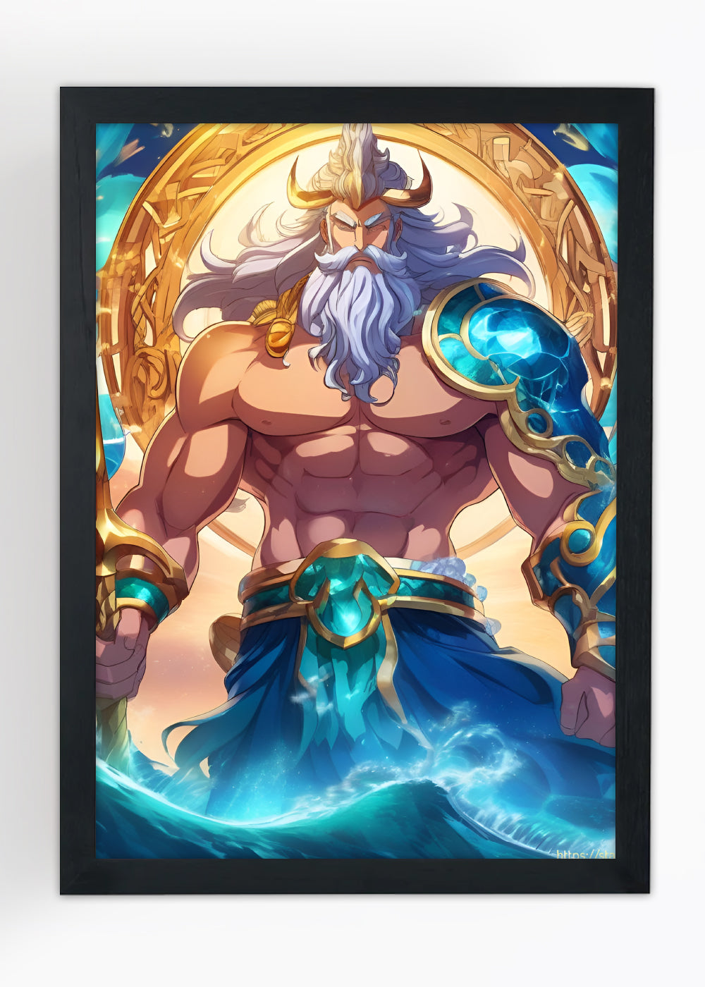 Quadro Poseidon rei do mar - Mitologia Grega - Com vidro