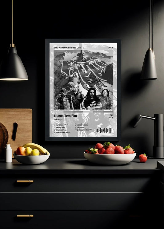 Quadro O Rappa Nunca Tem Fim (Black&white) Com Vidro