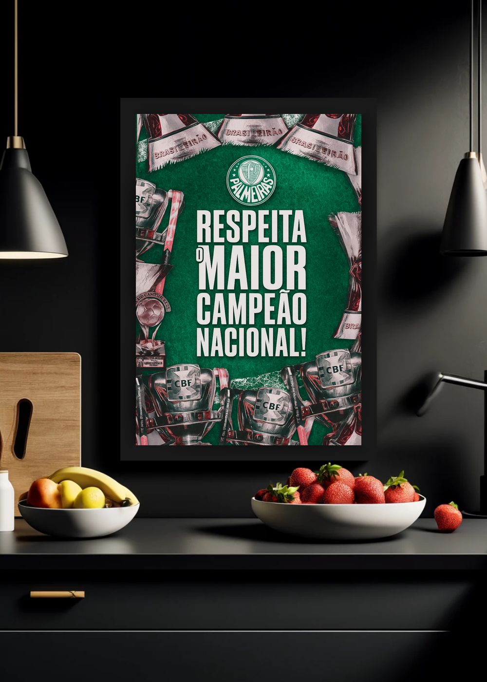 Quadro Com Vidro Palmeiras Respeita o Maior com Moldura