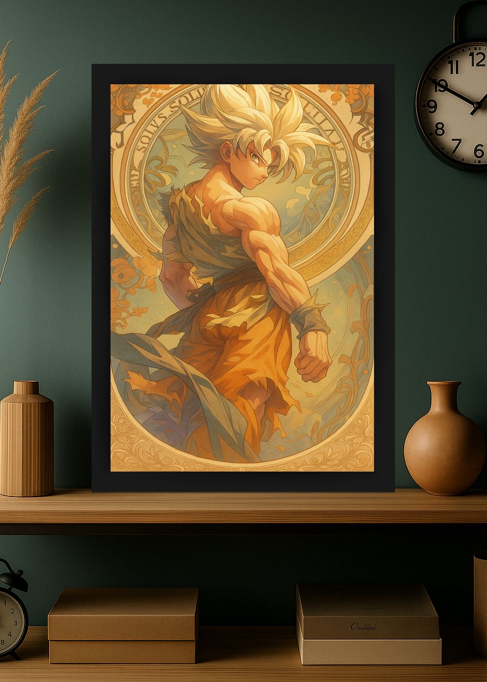 Quadro Goku Aura Dragon Ball Com Vidro e Moldura