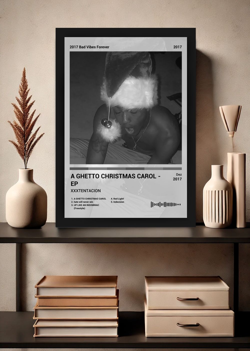 Quadro XXXTENTACION A GHETTO CHRI... (Black&white) Com Vidro