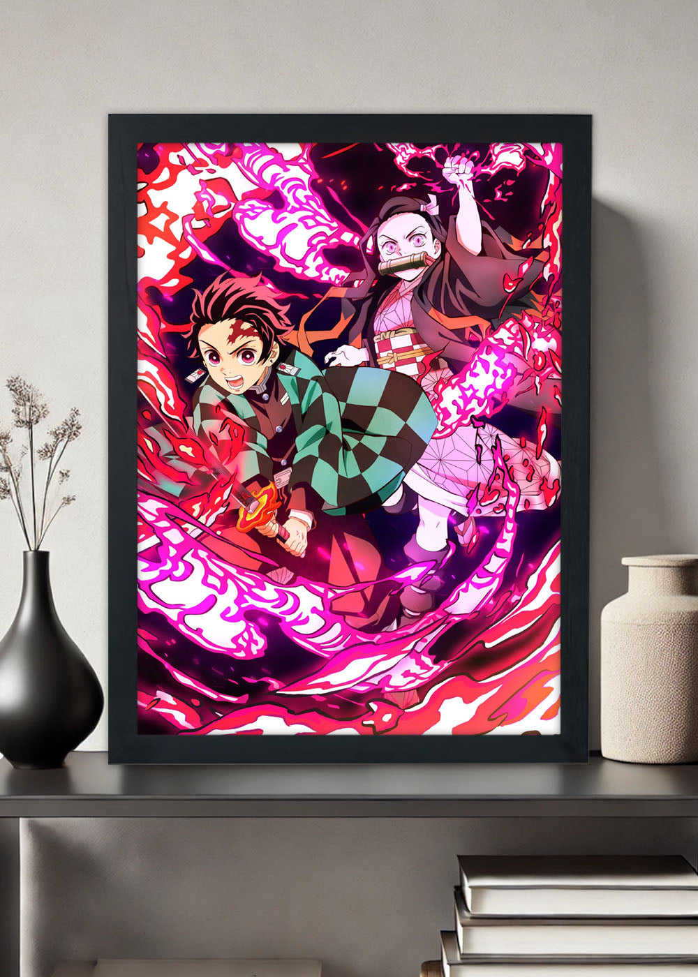 Quadro Decorativo Demon Slayer Tanjiro e Nezuko - Com vidro