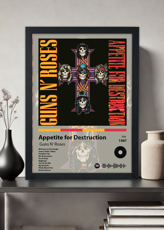 Quadro Appetite for Destruction - Guns 'N Roses - Com vidro