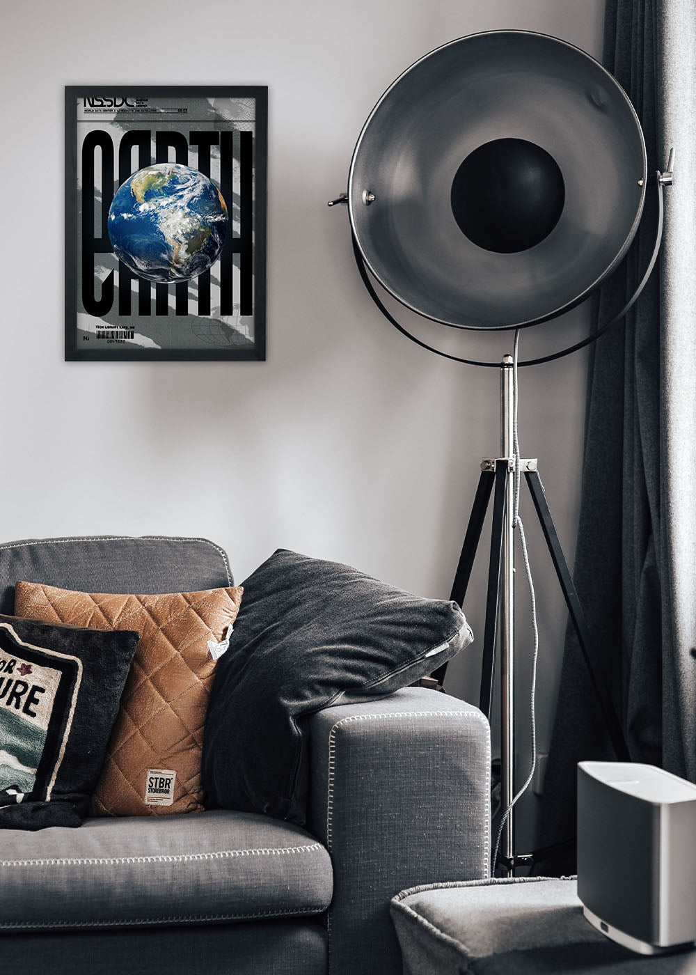 Quadro Decorativo arte do planeta terra - Com vidro