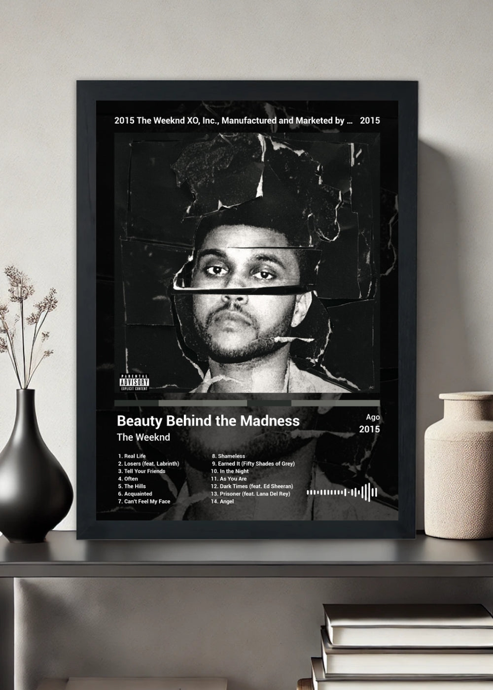 Quadro The Weeknd Beauty Behind the Madness (Dark) Com Vidro