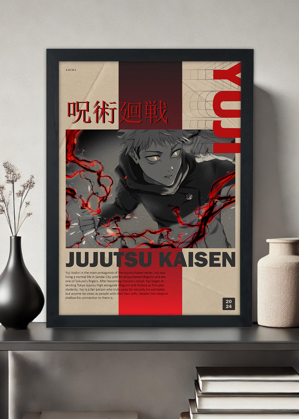 Quadro Decorativo Yuji Itadori - Com vidro