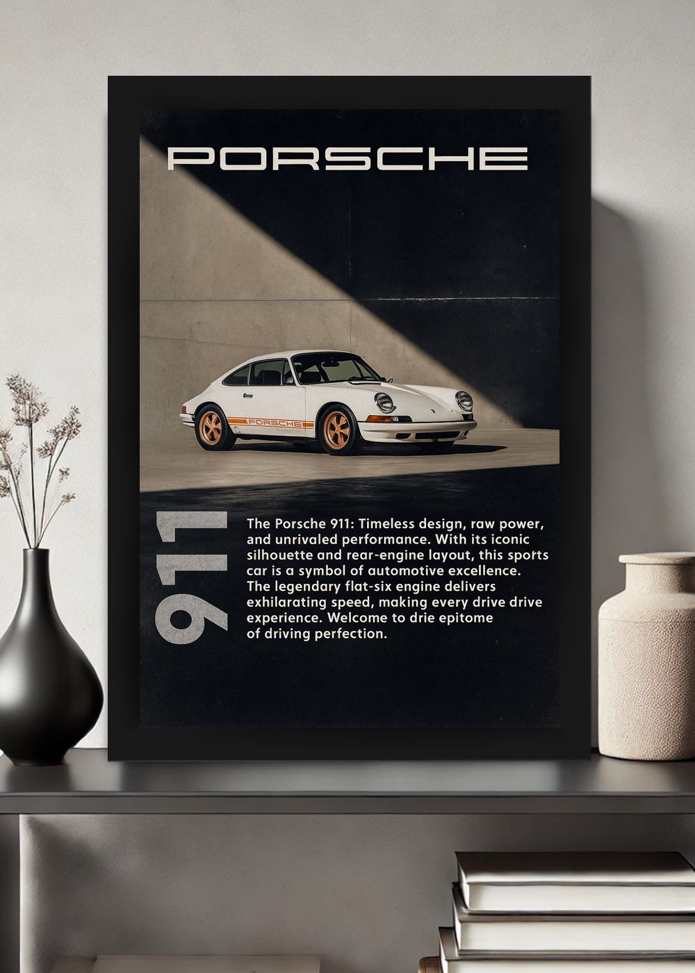 Quadro Decorativo Porsche 911 Atemporal - Com Vidro