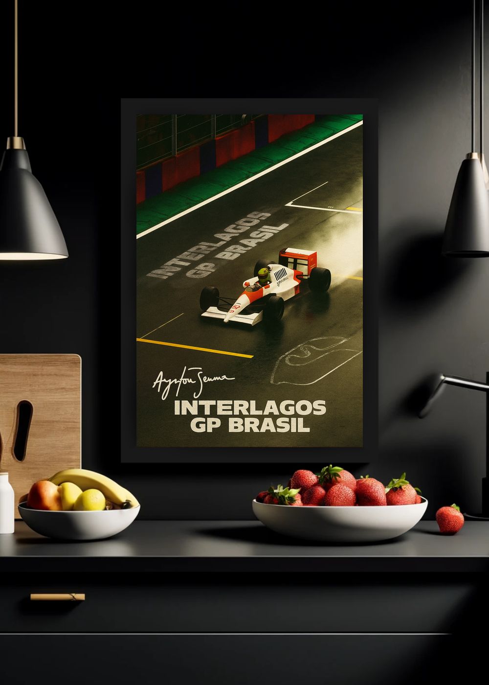 Quadro Com Vidro Ayrton Senna GP Brasil Decorativo