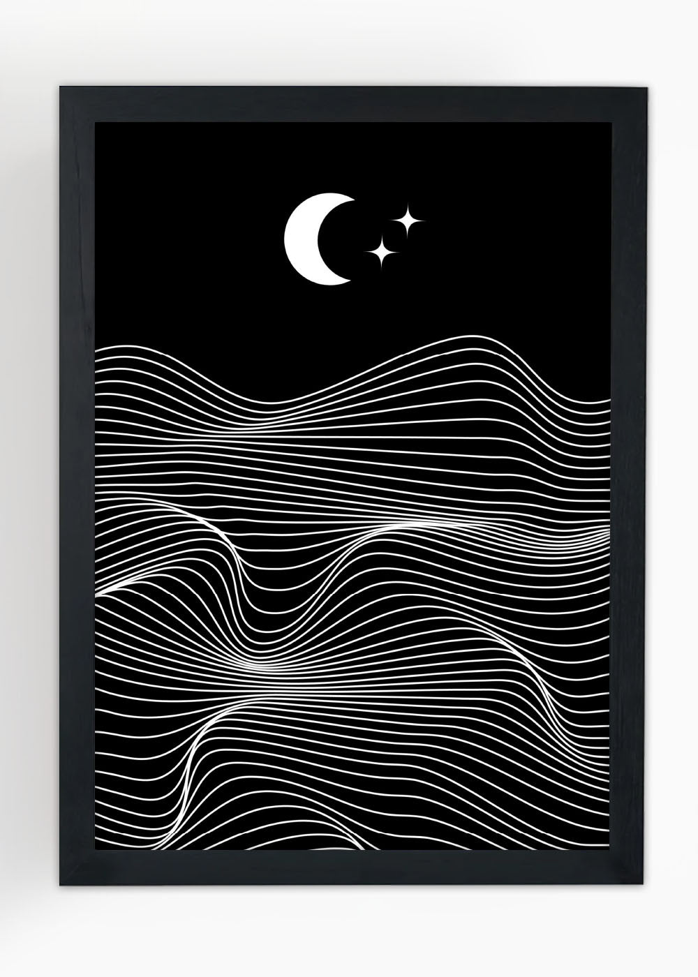 Quadro Decorativo Montanhas no Luar abstrato - Com vidro