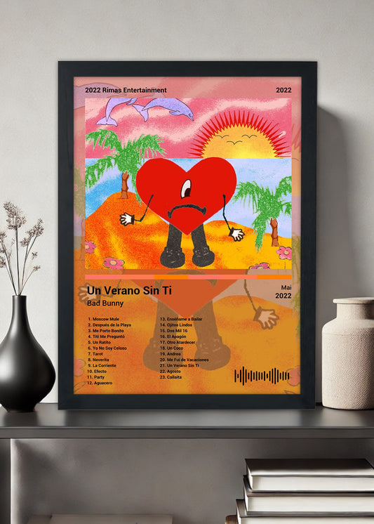 Quadro Bad Bunny - Un Verano Sin Ti (Colored) - Com Vidro