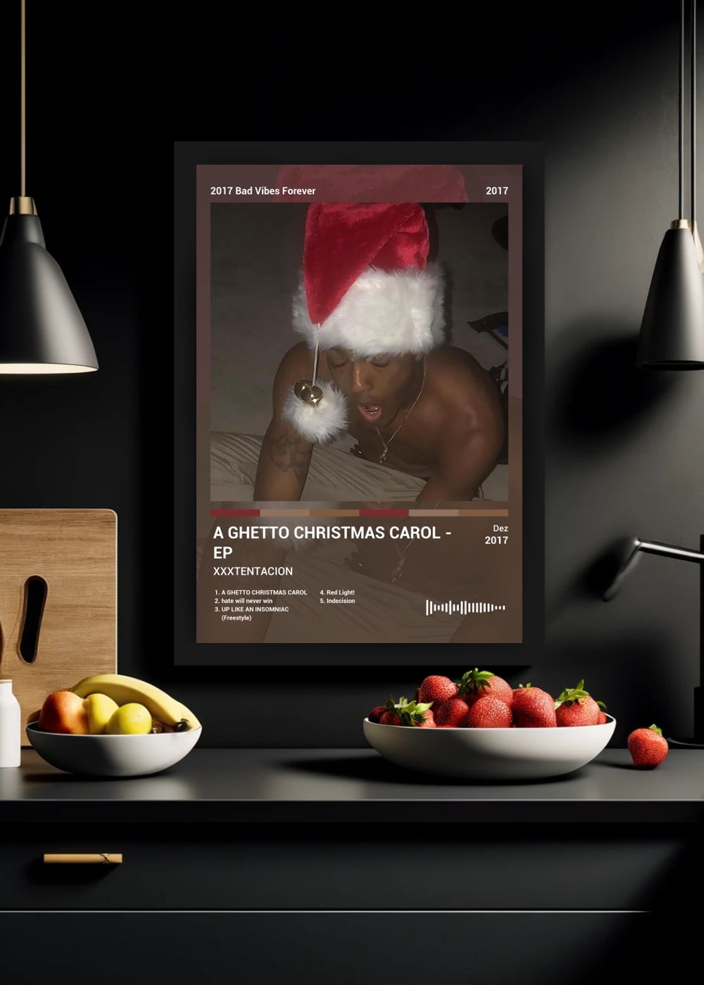 Quadro XXXTENTACION A GHETTO CHRISTMA... (Colored) Com Vidro