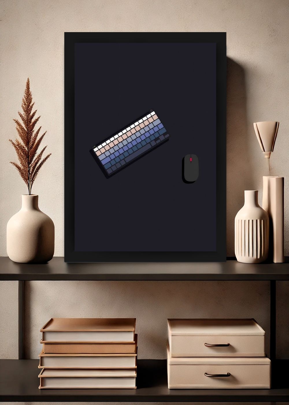 Quadro Setup Minimalista com Vidro e Moldura