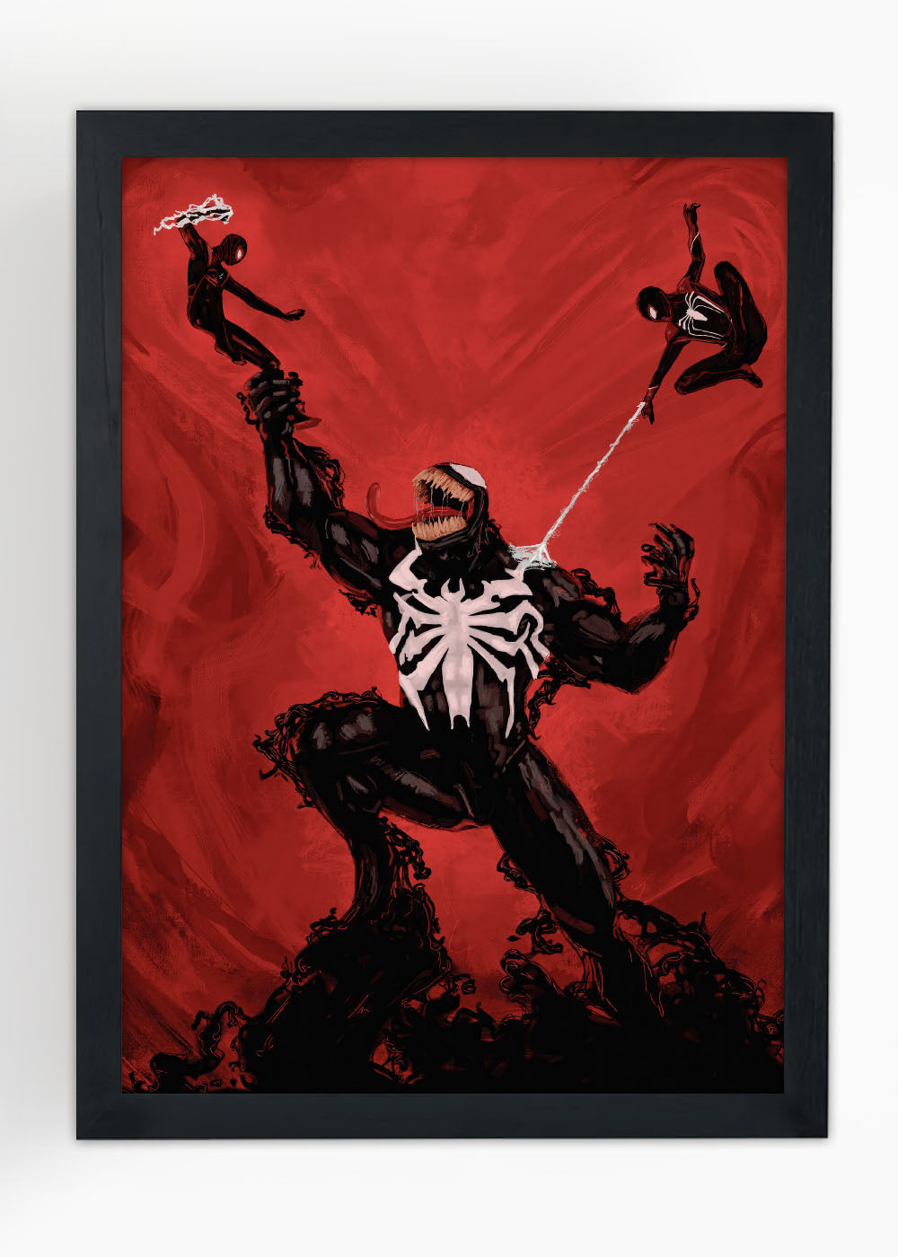 Quadro Decorativo Venom x Homens Aranhas - Com vidro