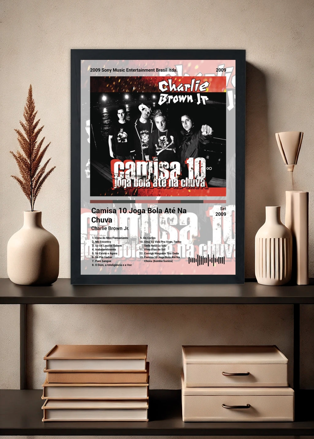 Quadro Charlie Brown Jr. Camisa 10 Joga... (Light) Com Vidro