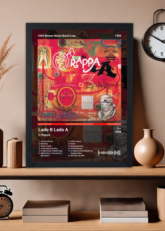 Quadro Decorativo O Rappa Lado B Lado A (Dark) Com Vidro