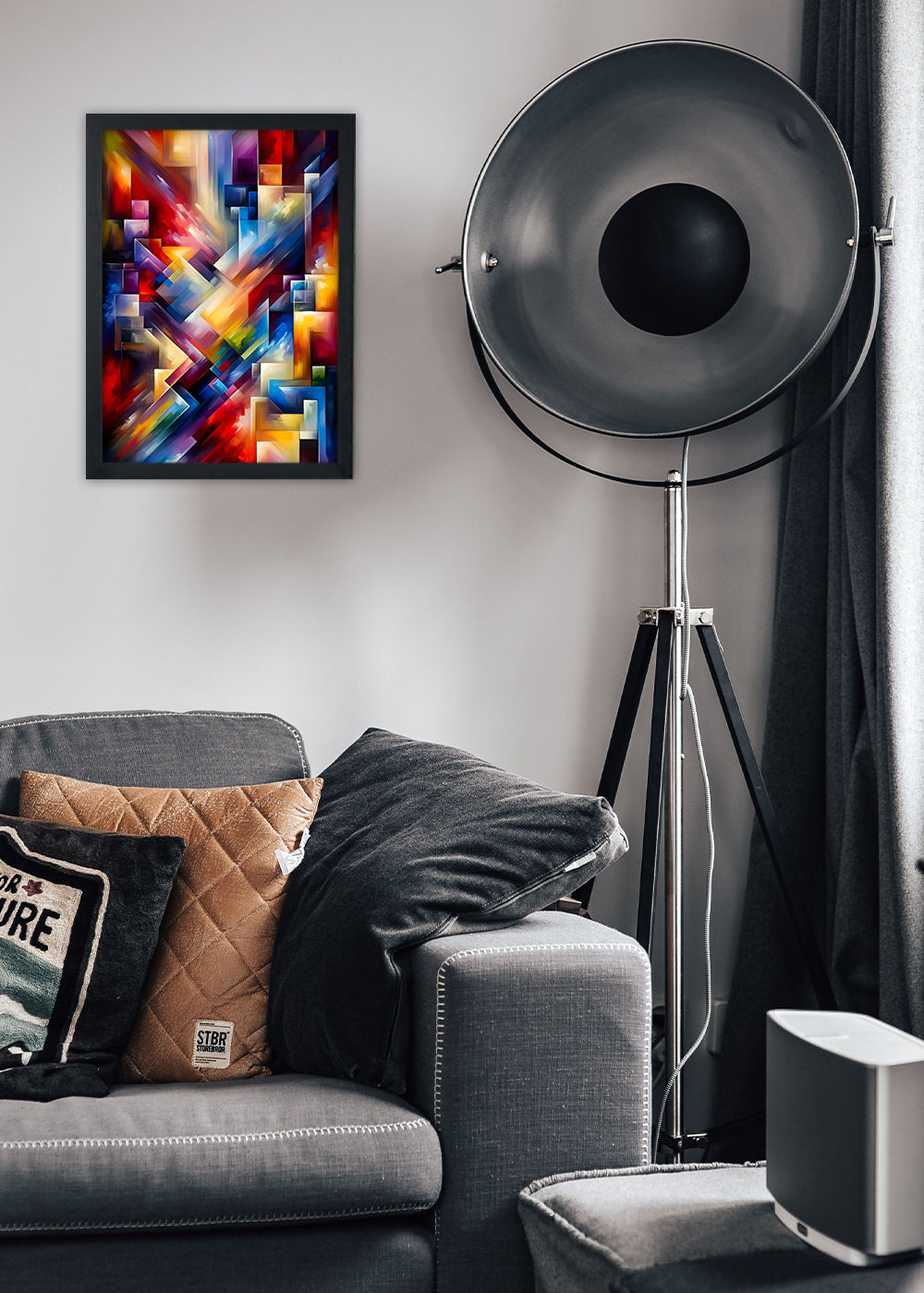 Quadro Decorativo arte Abstrata colorido - Com vidro