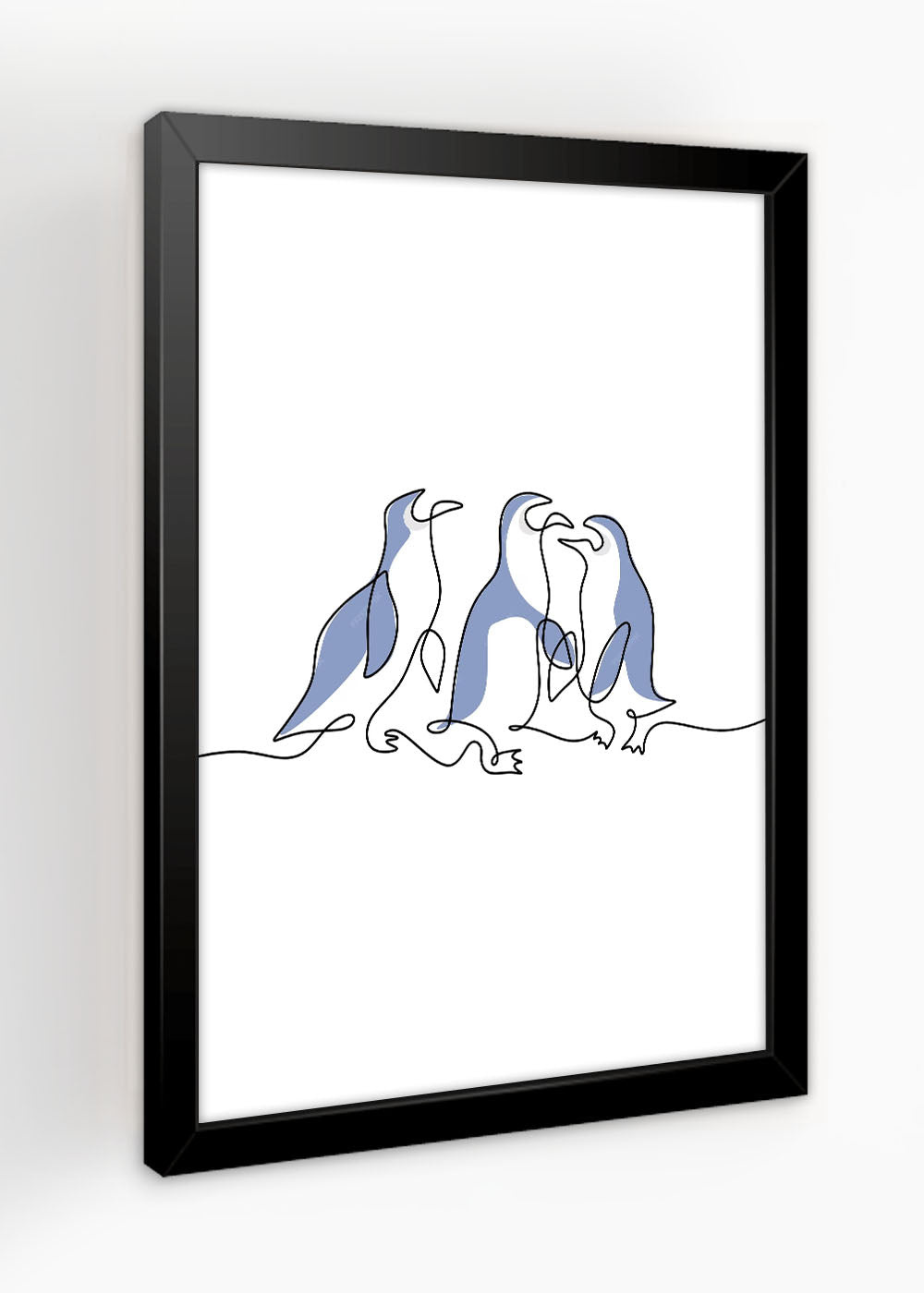 Quadro Decorativo Pinguins Abstrato - Com vidro