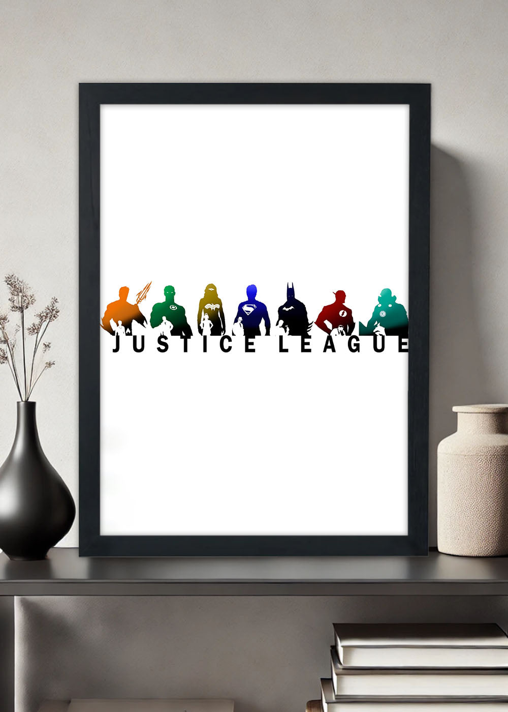 Quadro Decorativo Toda Liga da Justiça - DC - Com vidro