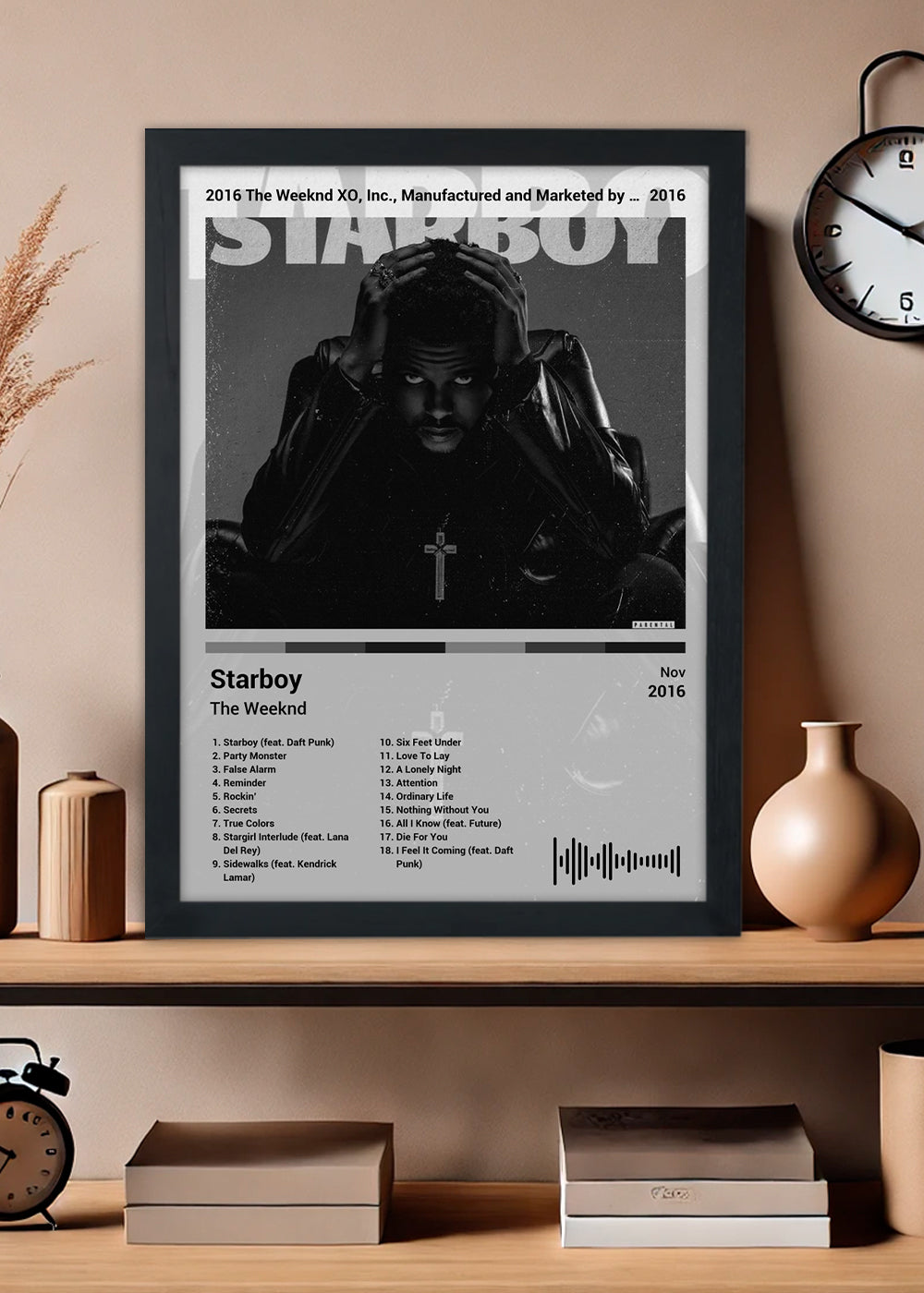 Quadro The Weeknd - Starboy (Black&Light) - Com Vidro