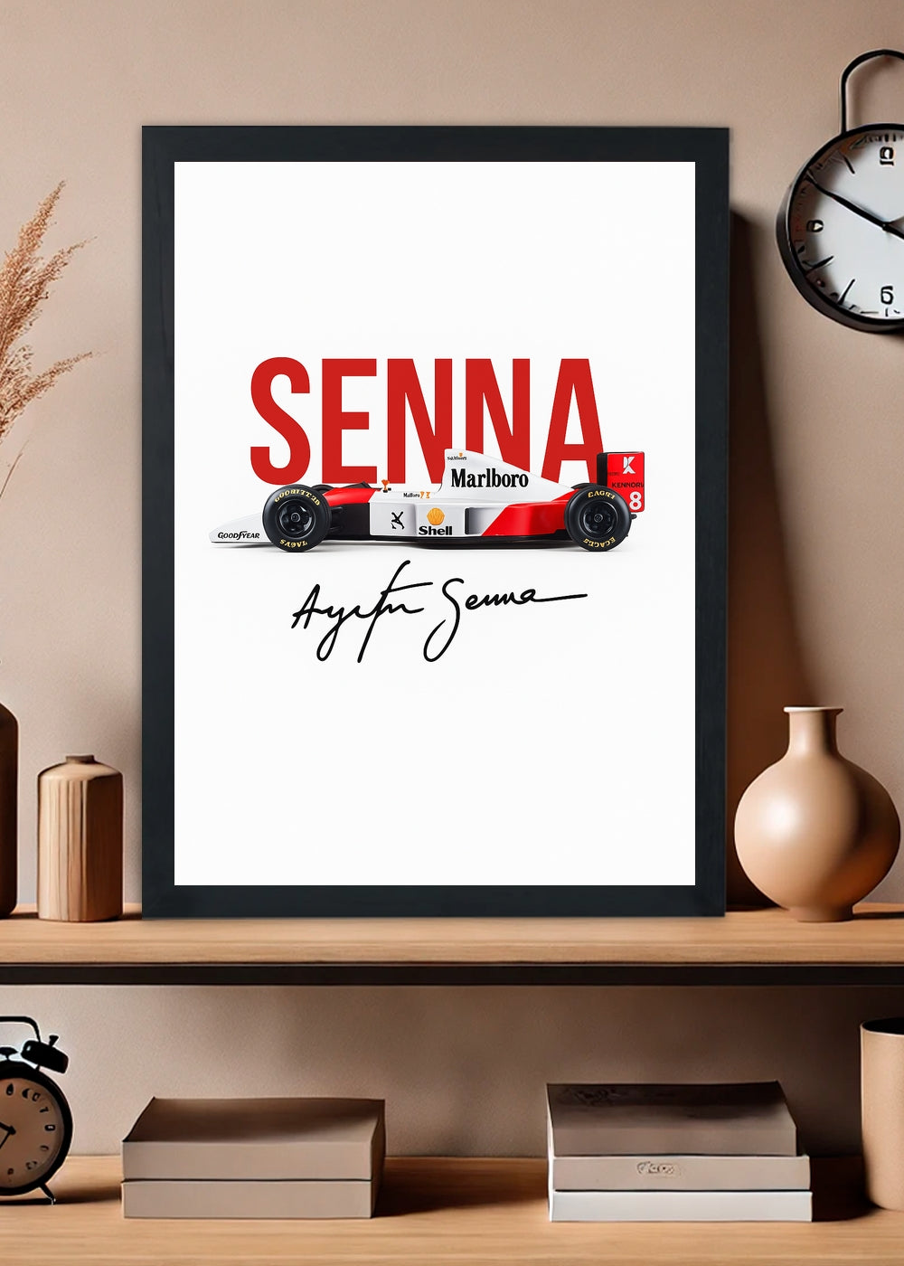 Quadro Decorativo Ayrton Senna McLaren F1 Com Vidro