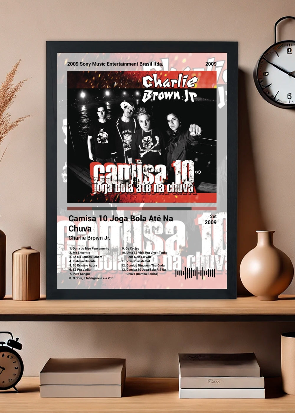 Quadro Charlie Brown Jr. Camisa 10 Joga... (Light) Com Vidro