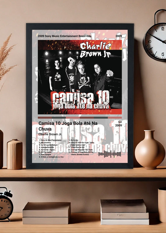 Quadro Charlie Brown Jr. Camisa 10 Joga... (Light) Com Vidro